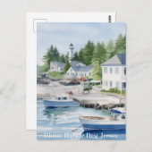 Maine Harbour New Jersey Waterverf Kunst Briefkaart (Voorkant / Achterkant)