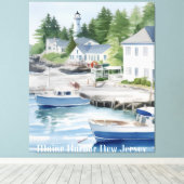 Maine Harbour New Jersey Waterverf Kunst Canvas Afdruk (Insitu (Houten vloer))
