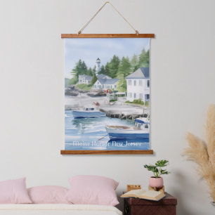 Maine Harbour New Jersey Waterverf Kunst Hangend Wandkleed