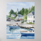 Maine Harbour New Jersey Waterverf Kunst Poster (Voorkant)