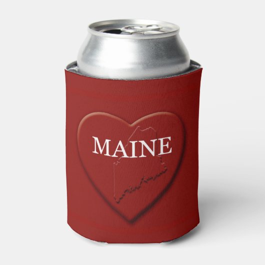 Maine Heart Map Design Blikjeskoeler (Blikje Voorkant)