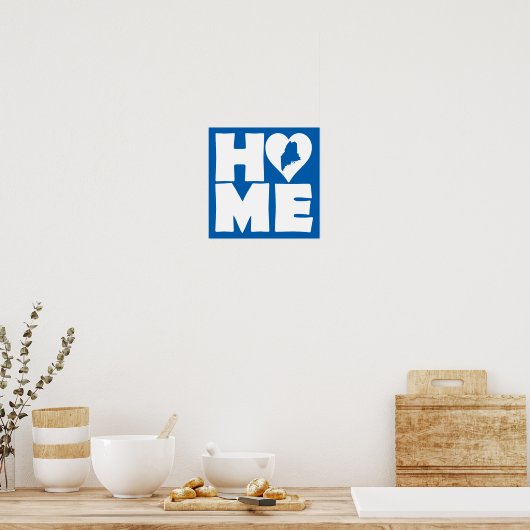 Maine Home Heart State Poster Sign (Keuken)