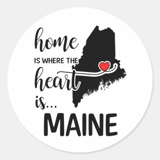 Maine home is waar het hart ligt ronde sticker (Voorkant)