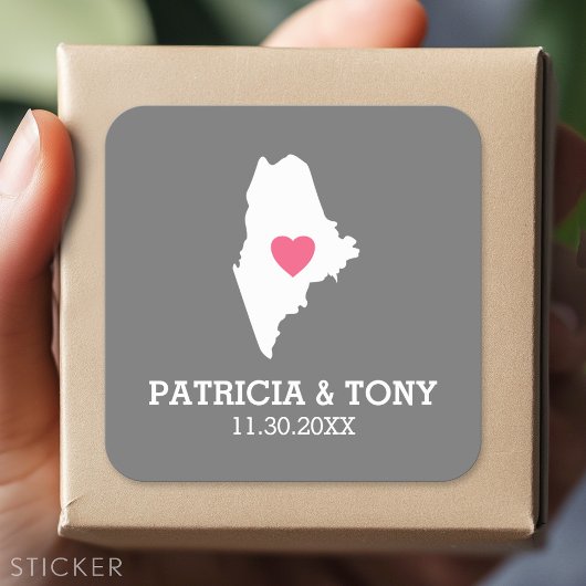 Maine Home State Love met Custom Heart Vierkante Sticker