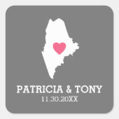 Maine Home State Love met Custom Heart Vierkante Sticker (Voorkant)