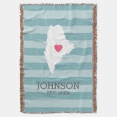 Maine Home State Map - Custom Wedding City Deken (Voorkant Verticaal)