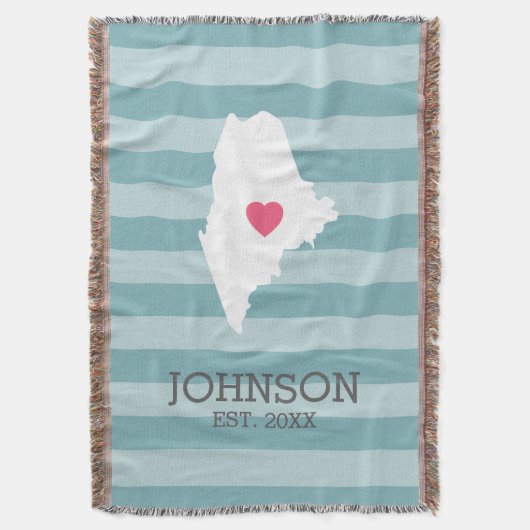 Maine Home State Map - Custom Wedding City Deken (Voorkant Verticaal)