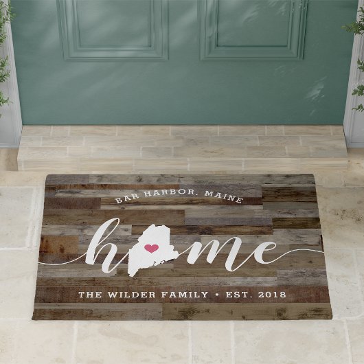 Maine Home State Persoonlijke houten look Deurmat