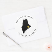 Maine Huwelijkskaart Welkomststicker Label, Zwart Ronde Sticker (Envelop)