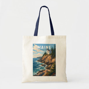 Maine Illustratie Reis Kunst Vintage Tote Bag