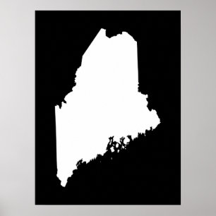 Maine in wit en zwart poster