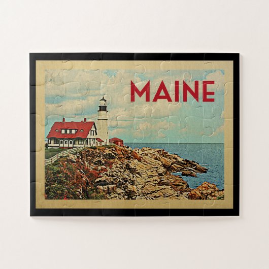 Maine Jigzaag Puzzle Vintage Travel Legpuzzel (Horizontaal)