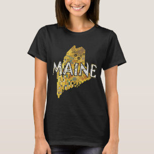Maine Kaart en Tekst T-shirt
