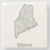 Maine-kaart Stenen Onderzetter (Voorkant)