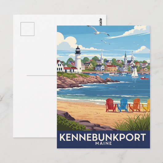 Maine Kennebunkport Travel Briefkaart (Voorkant / Achterkant)
