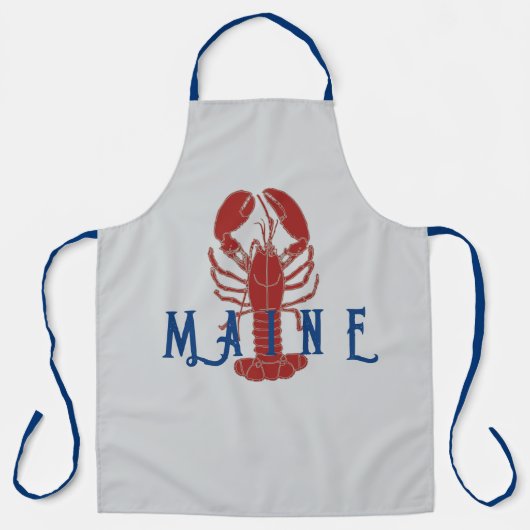 Maine kreeft grijs lang Schort (Voorkant)