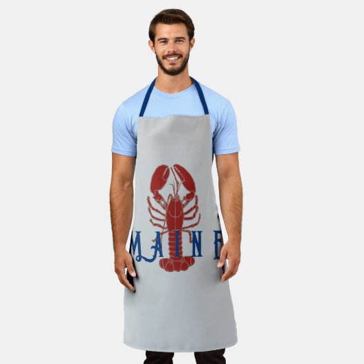 Maine kreeft grijs lang Schort (Gedragen)