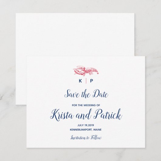 Maine Kreeft Save the Date (Voorkant / Achterkant)