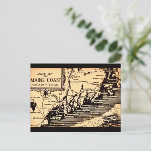  Maine Kust Kaart Briefkaart (Staand voorkant)