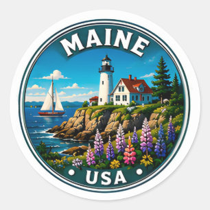 Maine Kustwildernis New England Reizen Ronde Sticker