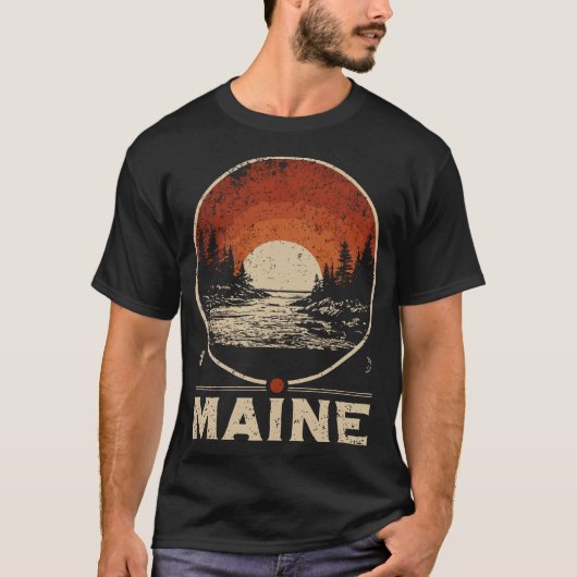 Maine Landschap Japanse Rode Zon Reizen Kunst T-shirt (Voorkant)