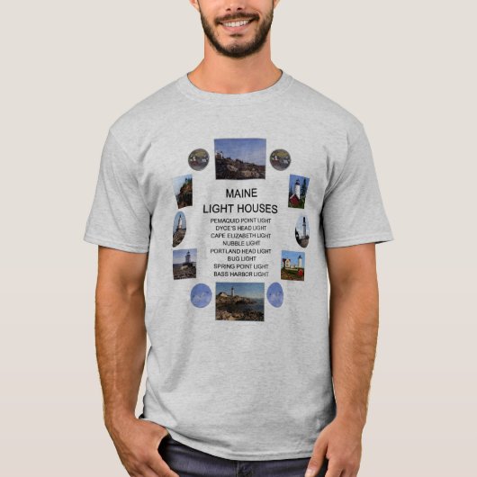 Maine Light Houses T-shirt (Voorkant)