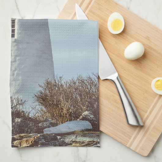 Maine Lighthouders Pemaquid Point Kitchen Towel Theedoek (Quarter Fold)