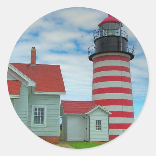 Maine Lighthouse 27 Ronde Sticker (Voorkant)