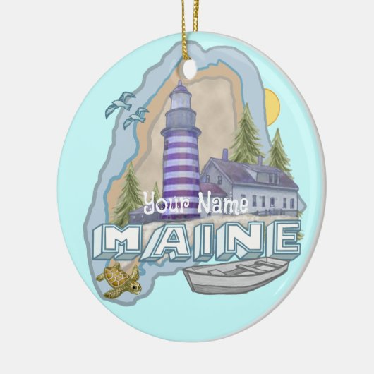 Maine Lighthouse Keramisch Ornament (Links)