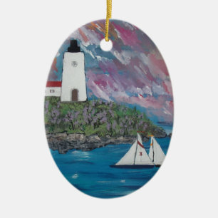 Maine Lighthouse Painting Keramisch Ornament