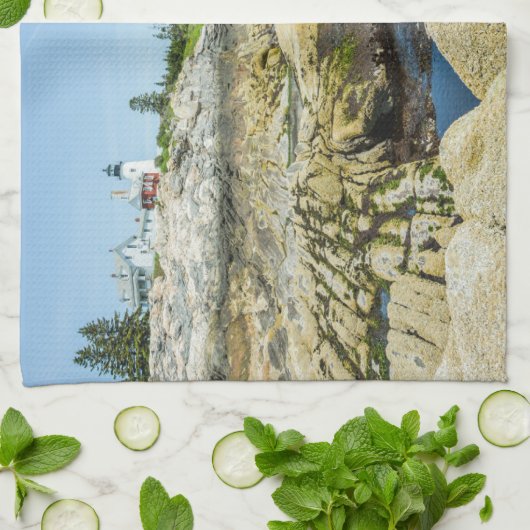 Maine Lighthouse Pemaquid Point Blue Theedoek (Gevouwen)