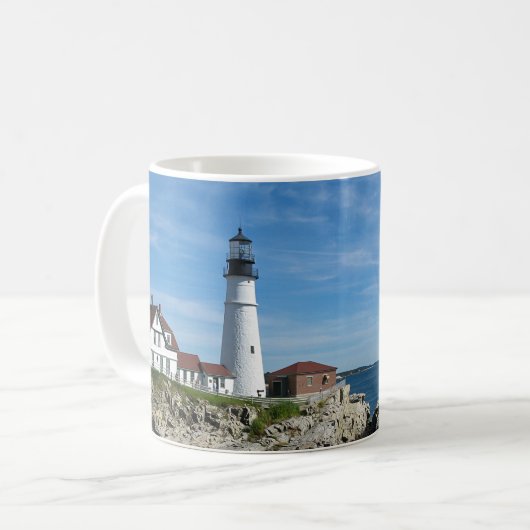 Maine Lighthouse Portland Head met Verse Koffiemok (Voorkant links)
