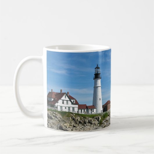 Maine Lighthouse Portland Head met Verse Koffiemok (Links)