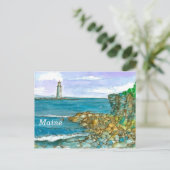 Maine Lighthouse Rocks Calm Ocean Briefkaart (Staand voorkant)