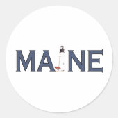 Maine Lighthouse Ronde Sticker (Voorkant)