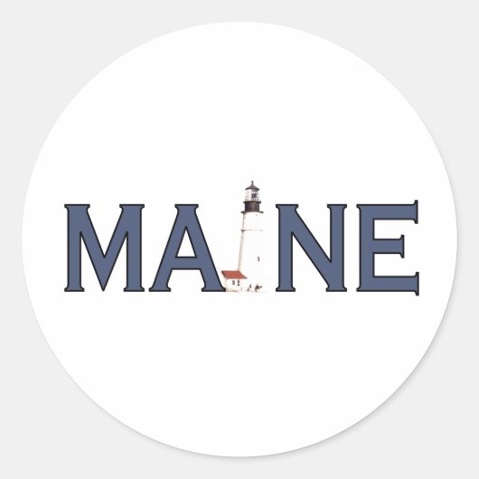 Maine Lighthouse Ronde Sticker (Voorkant)
