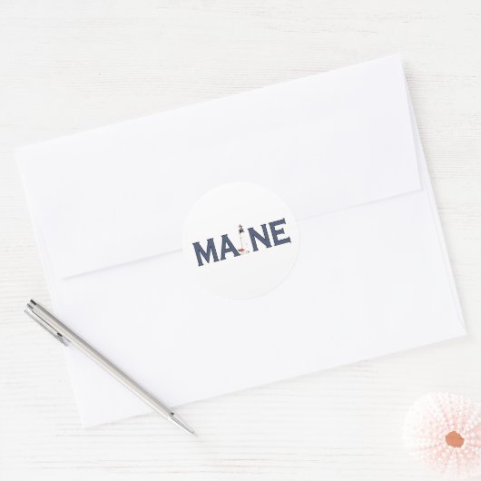 Maine Lighthouse Ronde Sticker (Envelop)