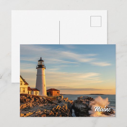 Maine Lighthouse Travel Briefkaart (Voorkant / Achterkant)