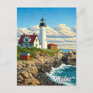 Maine Lighthouse Travel Briefkaart