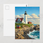 Maine Lighthouse Travel Briefkaart (Voorkant / Achterkant)