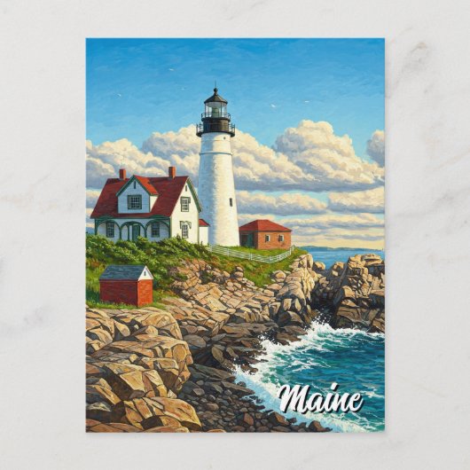 Maine Lighthouse Travel Briefkaart (Voorkant)