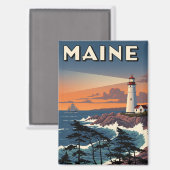 Maine Lighthouse Travel Magneet (Voorkant / Achterkant)