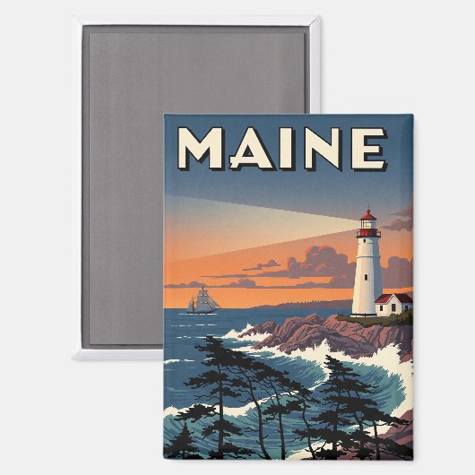 Maine Lighthouse Travel Magneet (Voorkant / Achterkant)