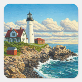 Maine Lighthouse Travel Vierkante Sticker