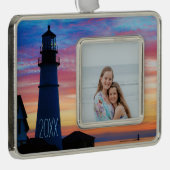 Maine Lighthouse Verzilverd Omlijst Ornament (Rechts)