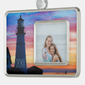 Maine Lighthouse Verzilverd Omlijst Ornament (Links)
