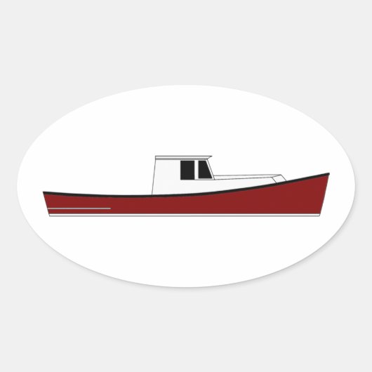 Maine Lobster Boat Ovale Sticker (Voorkant)