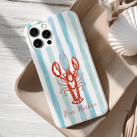 Maine Lobster Coastal Blue Stripes Case-Mate iPhone Case