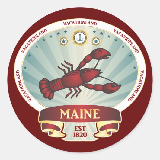 Maine Lobster Crest Ronde Sticker (Voorkant)