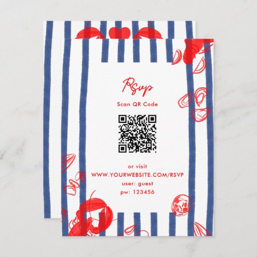 Maine Lobster Oysters Klopt Oostkust Huwelijk Kaart (Voorkant / Achterkant)